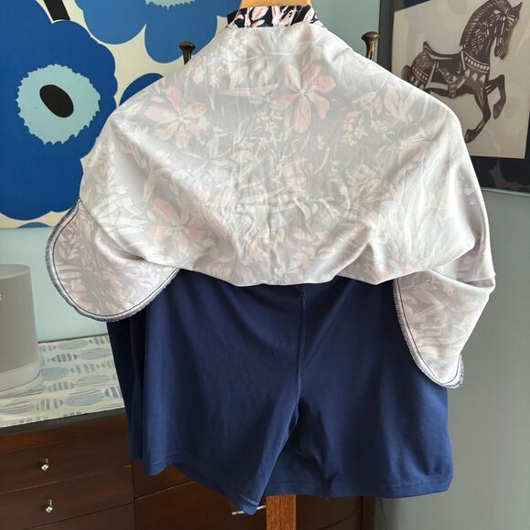 St. John's Bay Active Plus Size Athletic Skort w/ Tie Belt, Blue Floral Print 2X - Picture 5 of 6